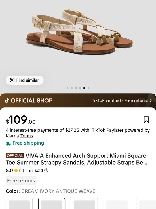Vivaia Shoes - VIVAIA Cream Ivory Miami Square-Toe Strappy Sandals - never worn